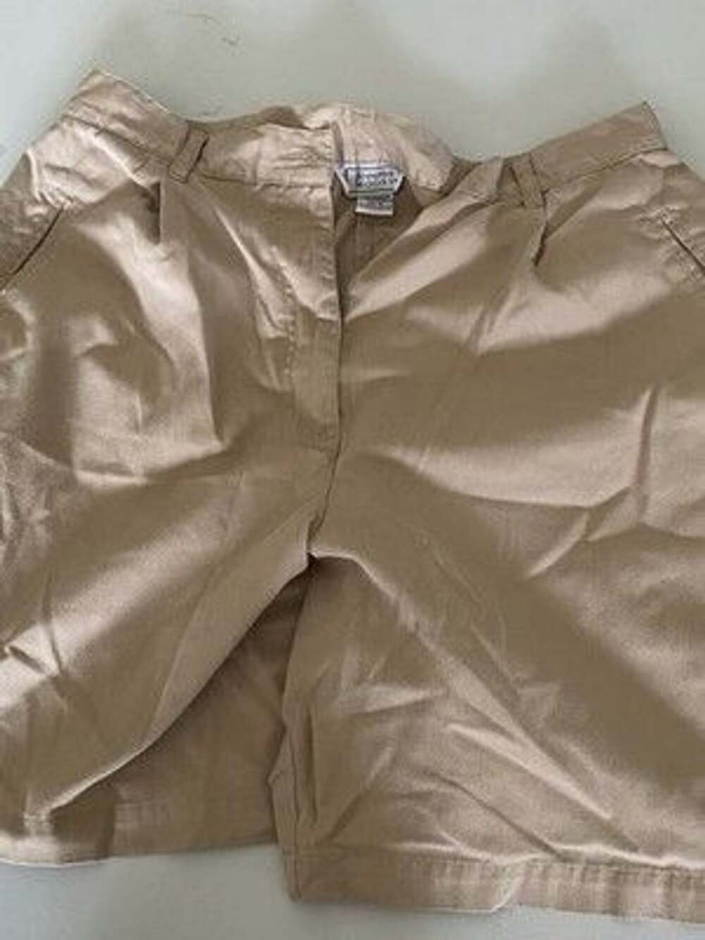 Jennifer Moore Women's Bermuda Shorts Size 16 Beige Twill Pockets Cotton Blend